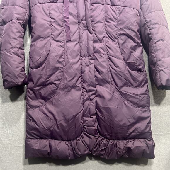 Tahari Down Puffer Coat Shawl Collar Quilted Zipper & Snap Purple Size M (READ) - Picture 4 of 12